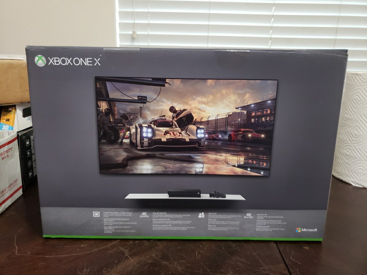 Microsoft Xbox One X Black BOX ONLY Dented Corner Original Receipts Best Buy