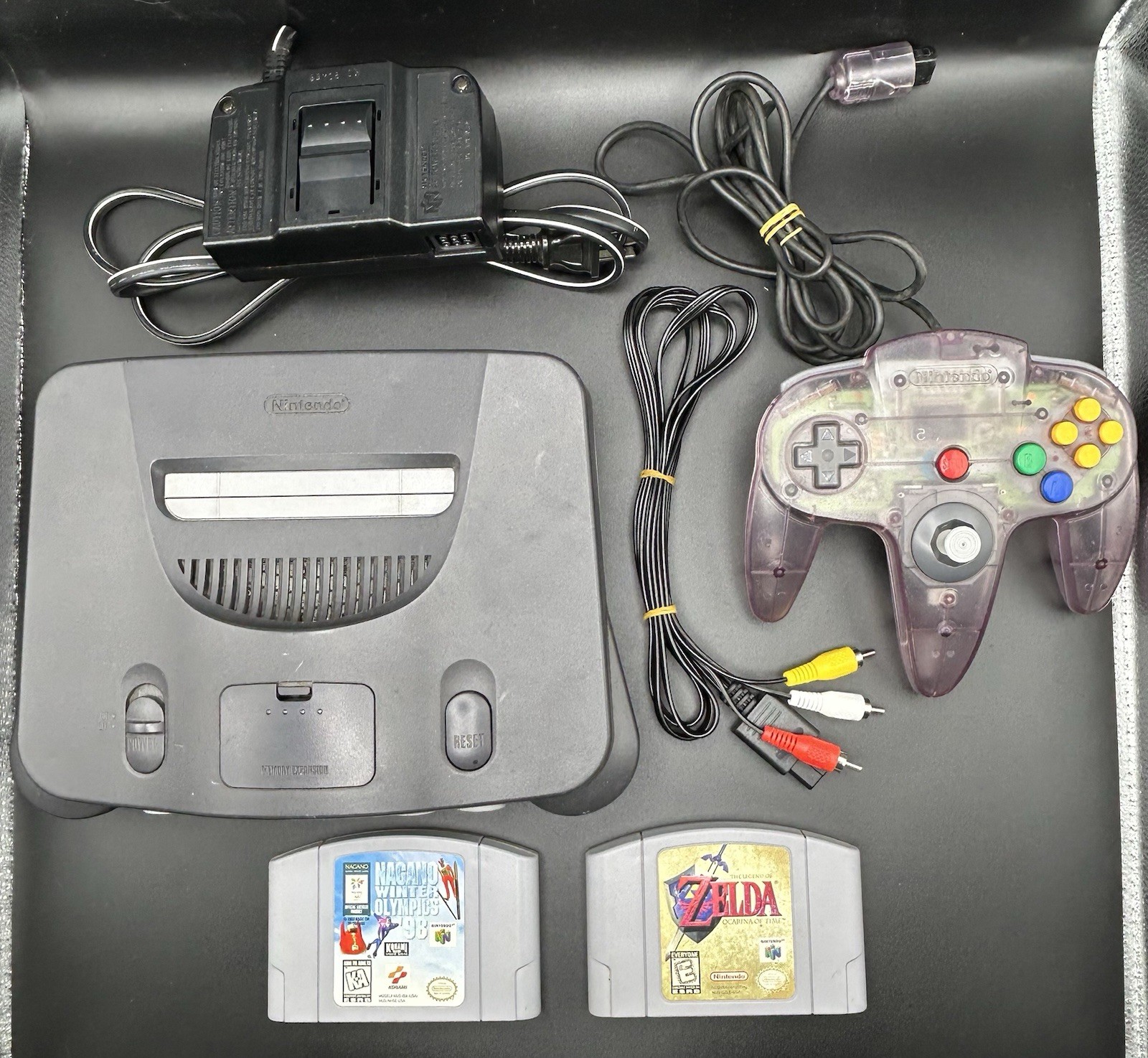 Nintendo 64 Console Bundle | Atomic Purple Controller + Ocarina Of Time WORKING