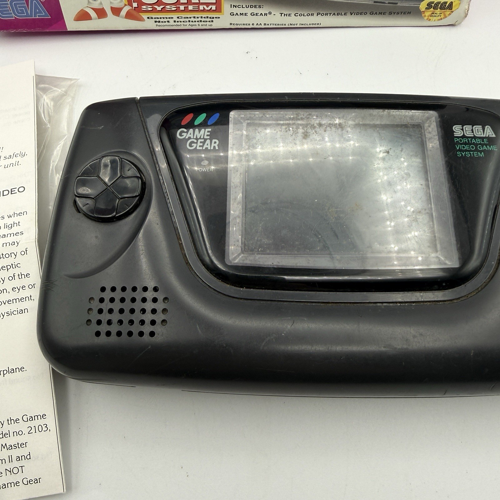 Sega Game Gear Handheld Console, Box And Manual No Screen Display