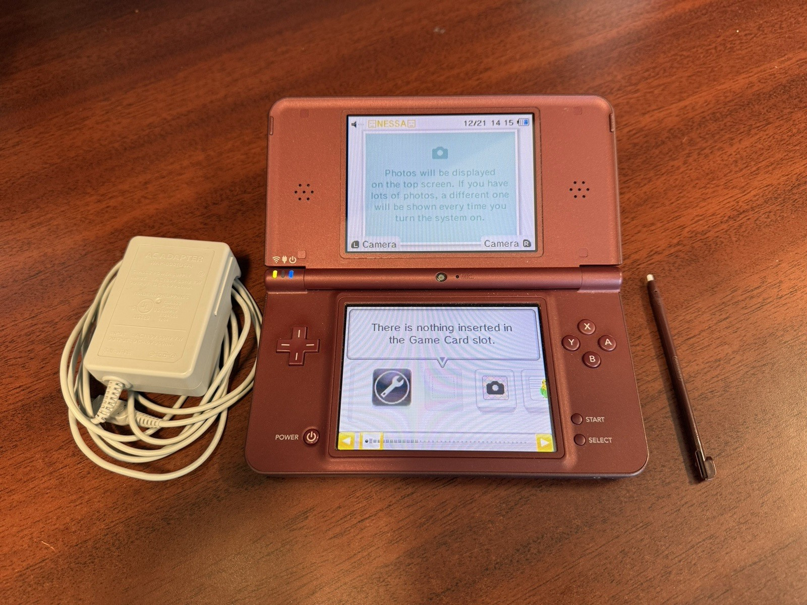 Nintendo DSI XL Red/Burgundy with Charger + Stylus!