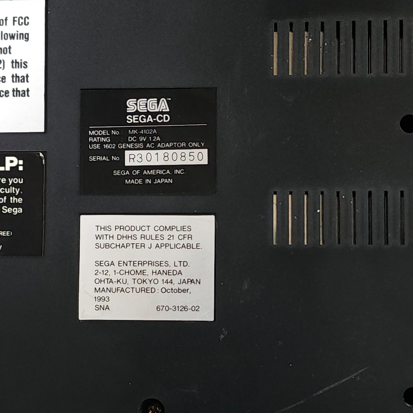 Sega CD Model 2 With Extender Console ONLY MK-4102 [Tested Working]