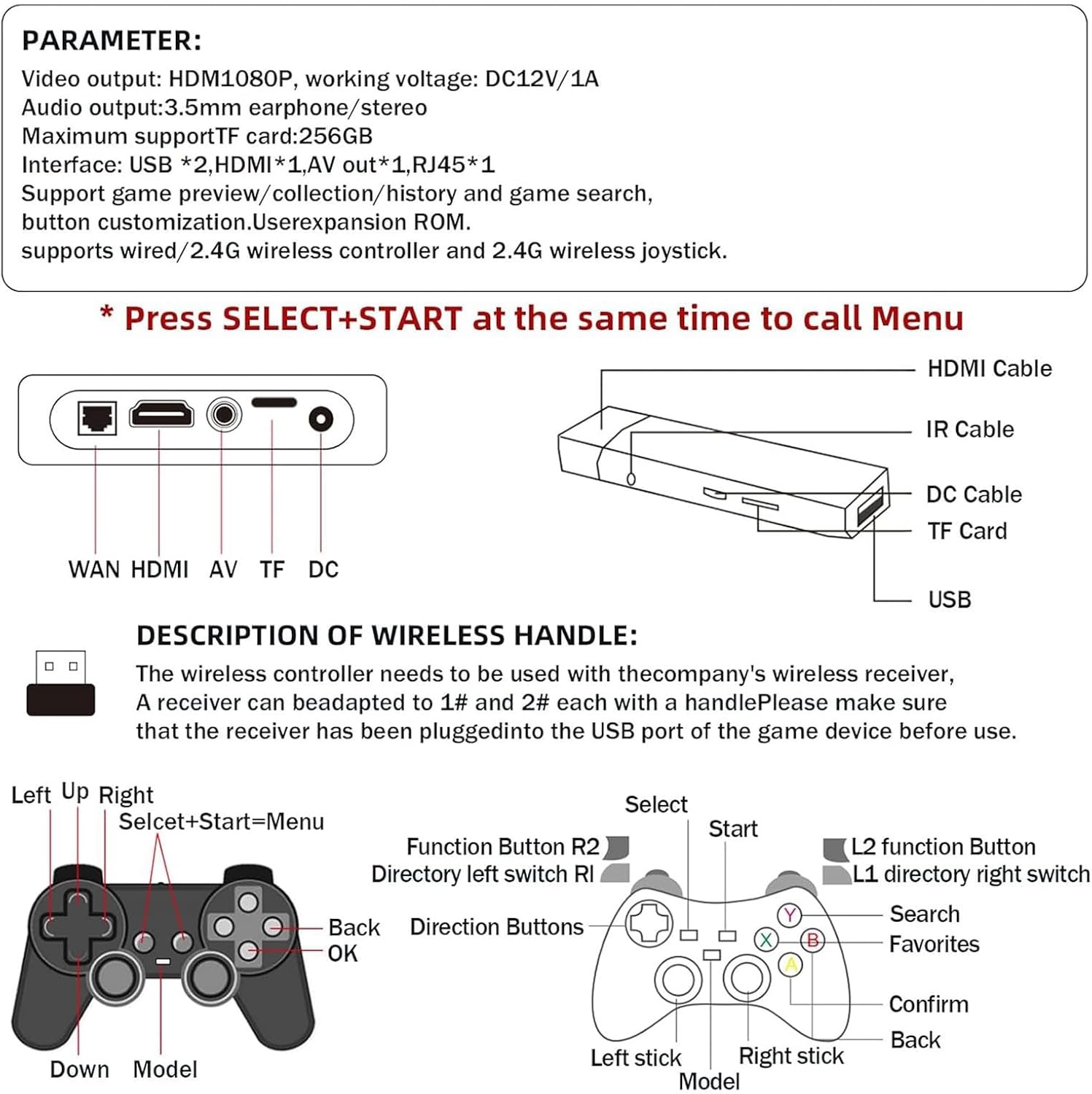 64/128/256GB Wireless Retro Gaming Home Video Game Emulator Dual System Console