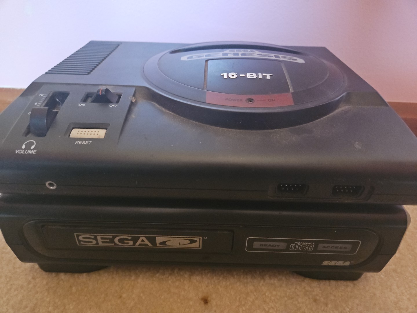 Sega Genesis w/ Sega CD Model 1 Console – NO POWER CABLE / UNTESTED – AS IS
