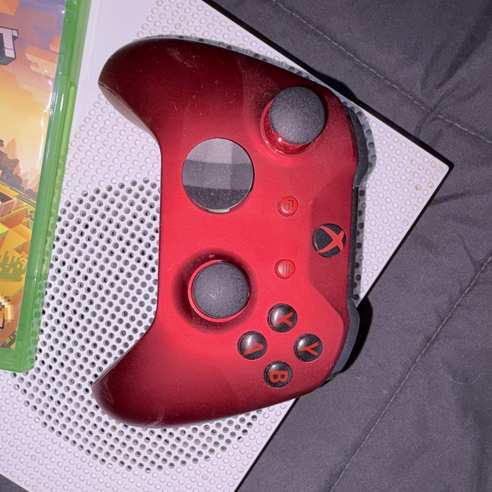Microsoft Xbox One S 500GB White Console w/ Red Controller, Minecraft, Cables