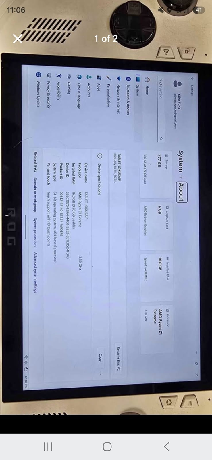 Asus ROG Ally 7″ AMD Ryzen Z1 Extreme 16GB RAM 512GB White