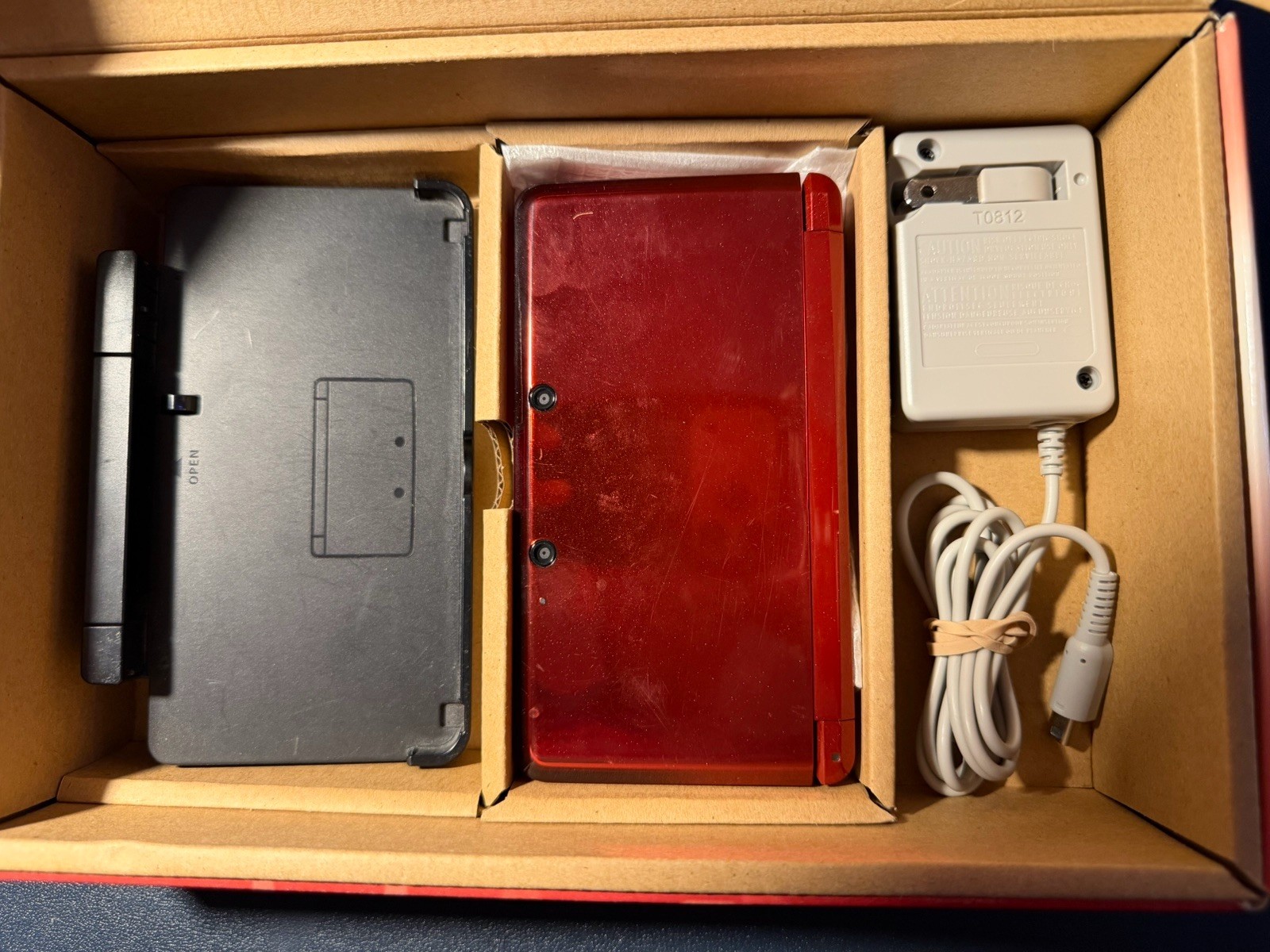 Nintendo 3DS Flame Red Handheld Console System w/Box CLEANED TESTED NTSC-U/C