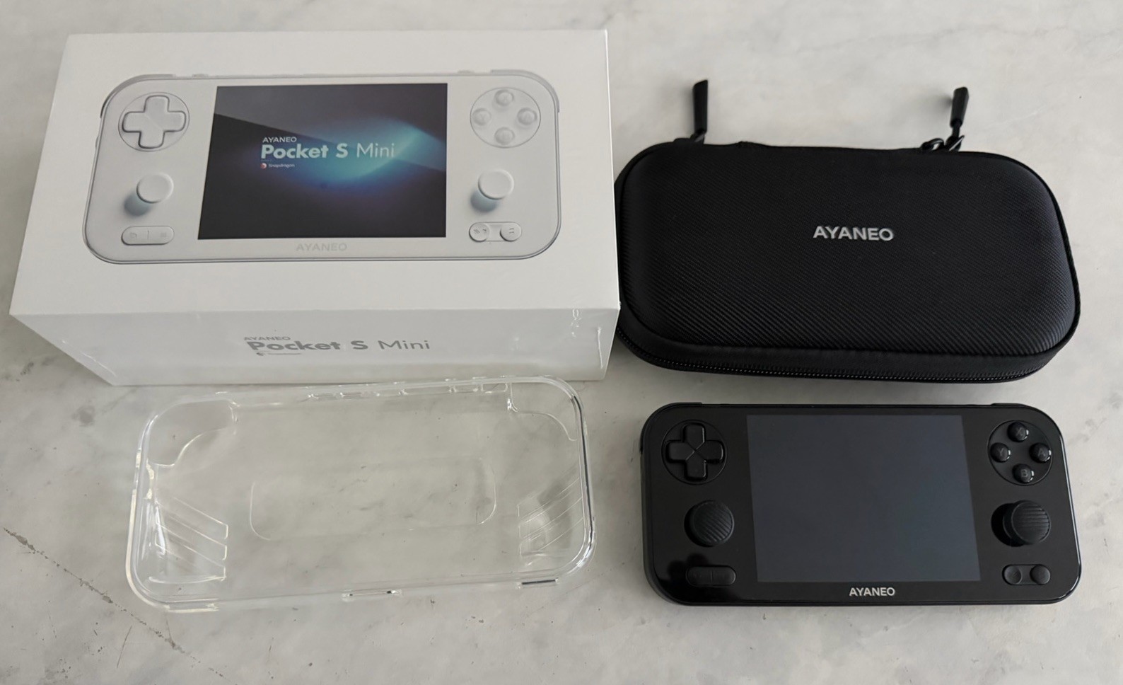 AYANEO Pocket S Mini – 8G+128G Obsidian Black – w/ Box + Case Loaded With Games