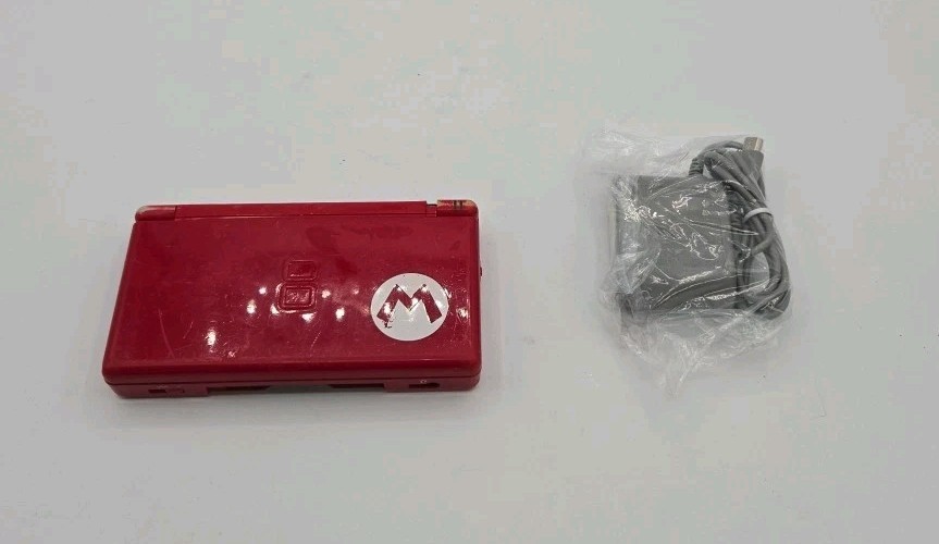 Nintendo DS Lite Red Super Mario Edition charger – Hinge Cracked Parts Only
