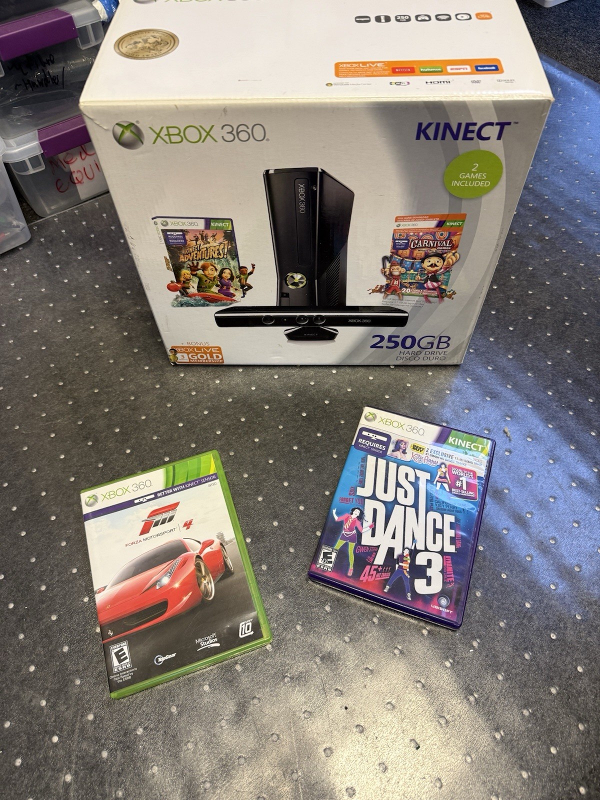 Microsoft Xbox 360 Kinect Holiday Bundle 250GB Glossy Black Console