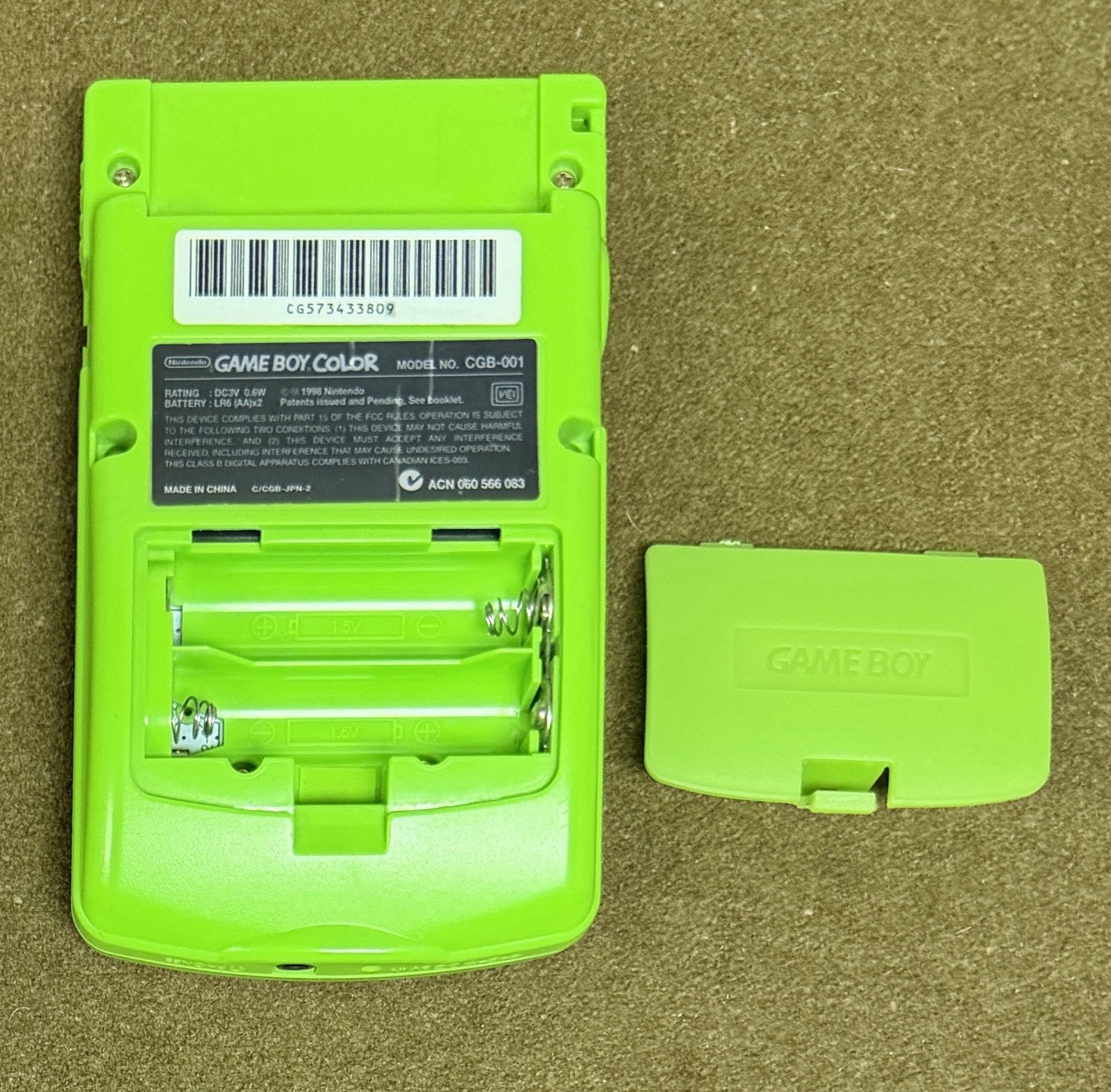 Nintendo Game Boy Color Kiwi Green Handheld System Tested & Working