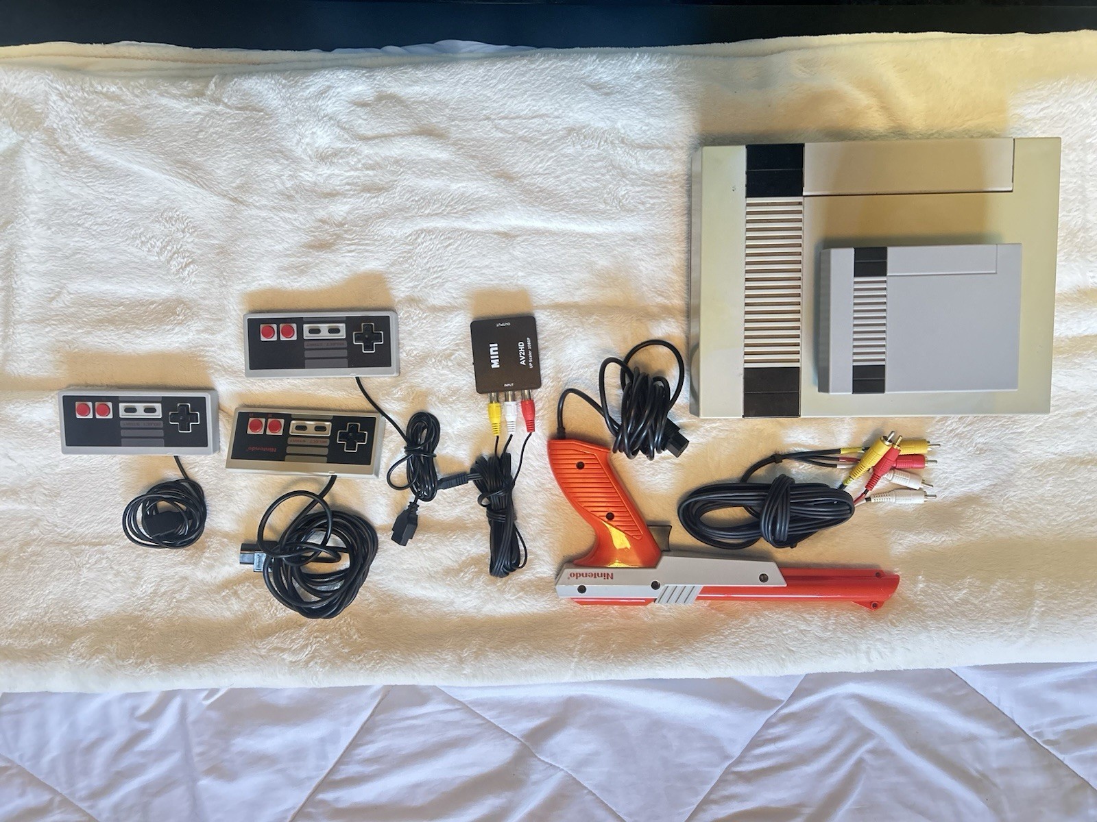 Nintendo Console Bundle + HandPE Handheld w/ Built-In Games Zapper 3 Controllers