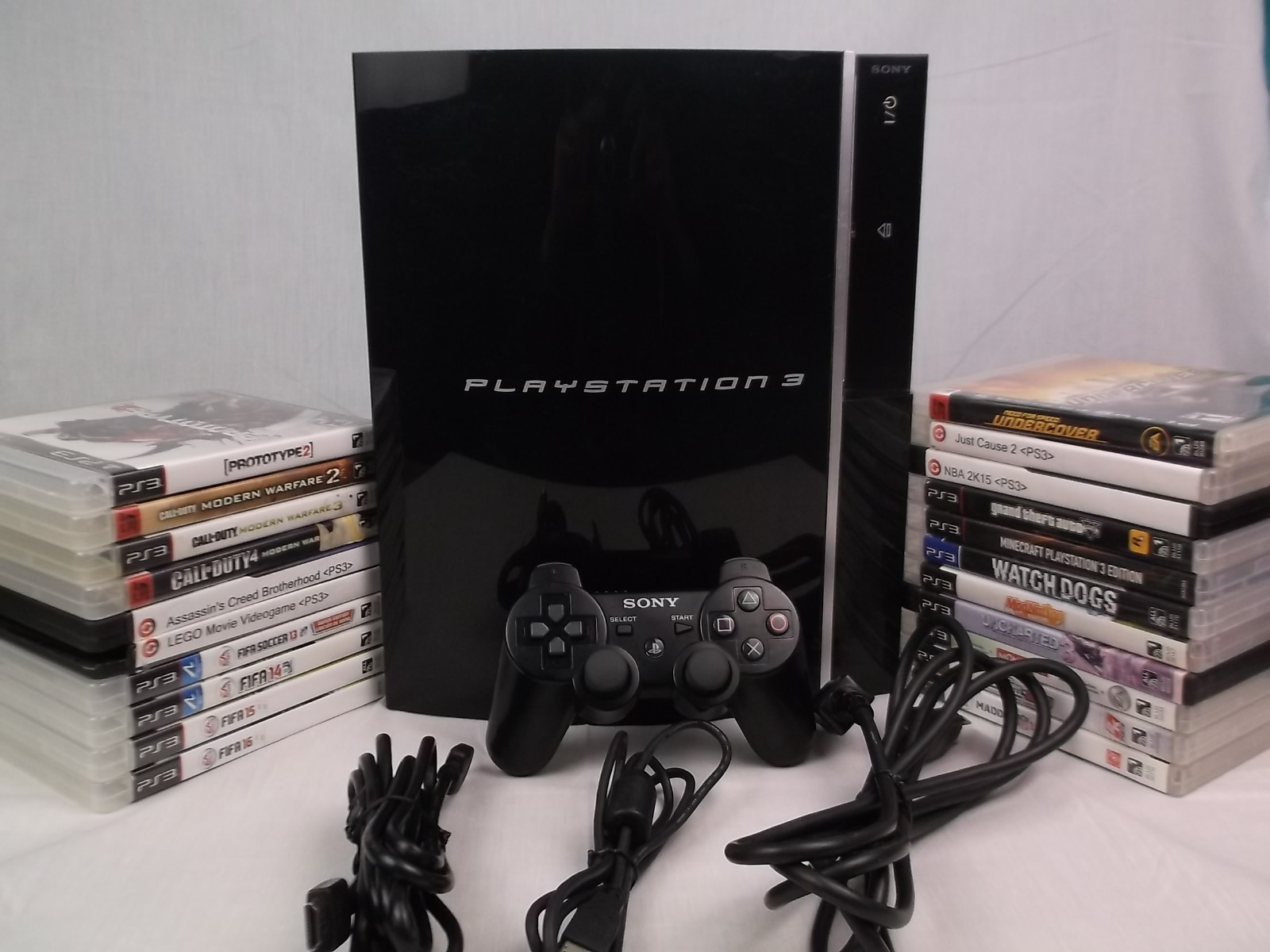 Sony PlayStation 3 80GB CECHK01 Console Bundle W/ 21 Games, 1 Controller TESTED