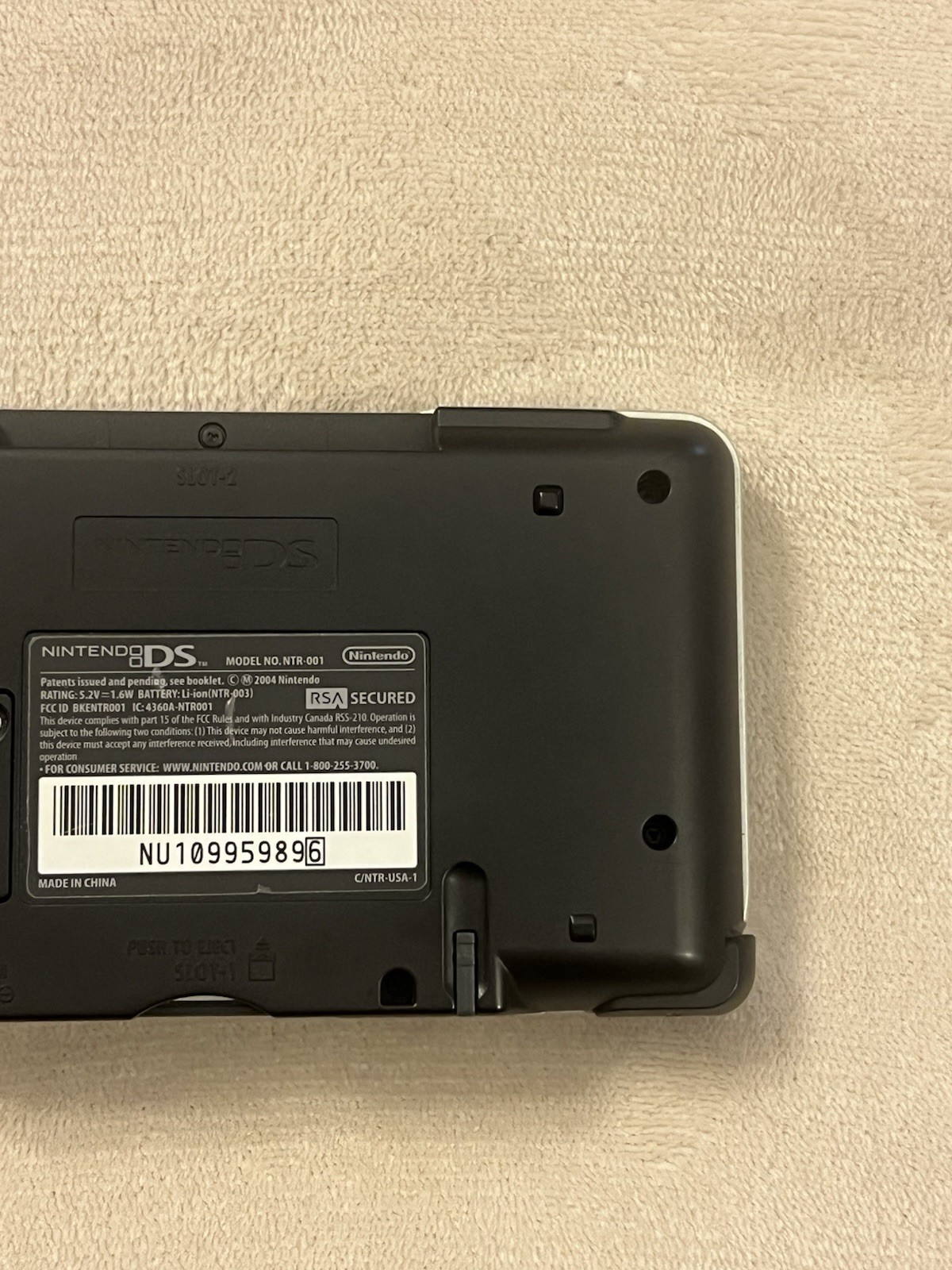 Nintendo DS NTR-001 Console Titanium Silver Tested Works Broken Hinge