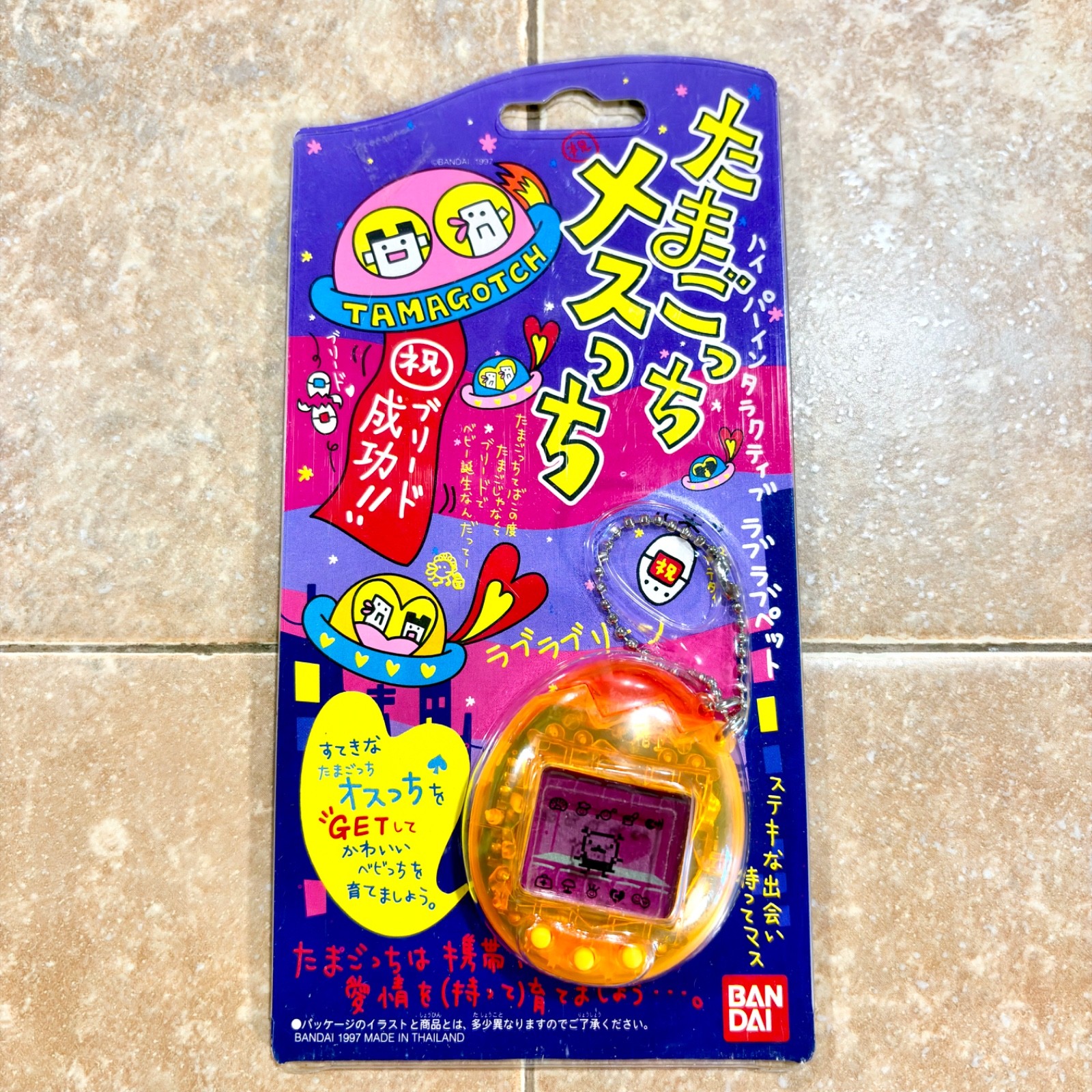 Bandai Tamagotchi (Osutchi Mesutchi) Clear Orange 1997 Digital Pet Japan TESTED