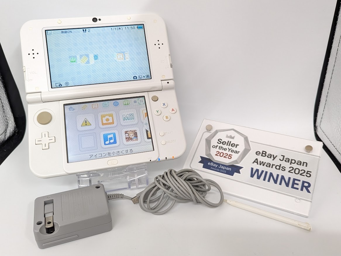 B81 Nintendo new 3DS LL XL console Pearl White w/adapter pen fx