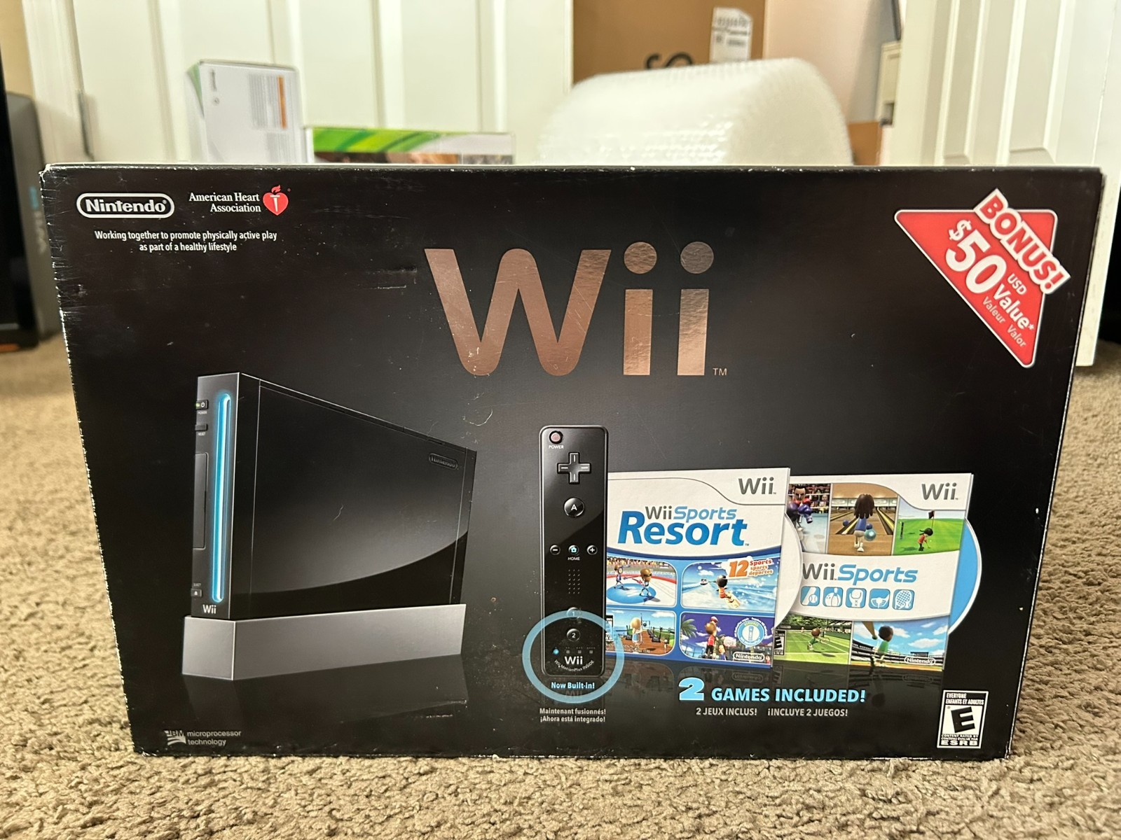 NEW Nintendo Wii With Wii Sports + Wii Sports Resort Black Console System Bundle