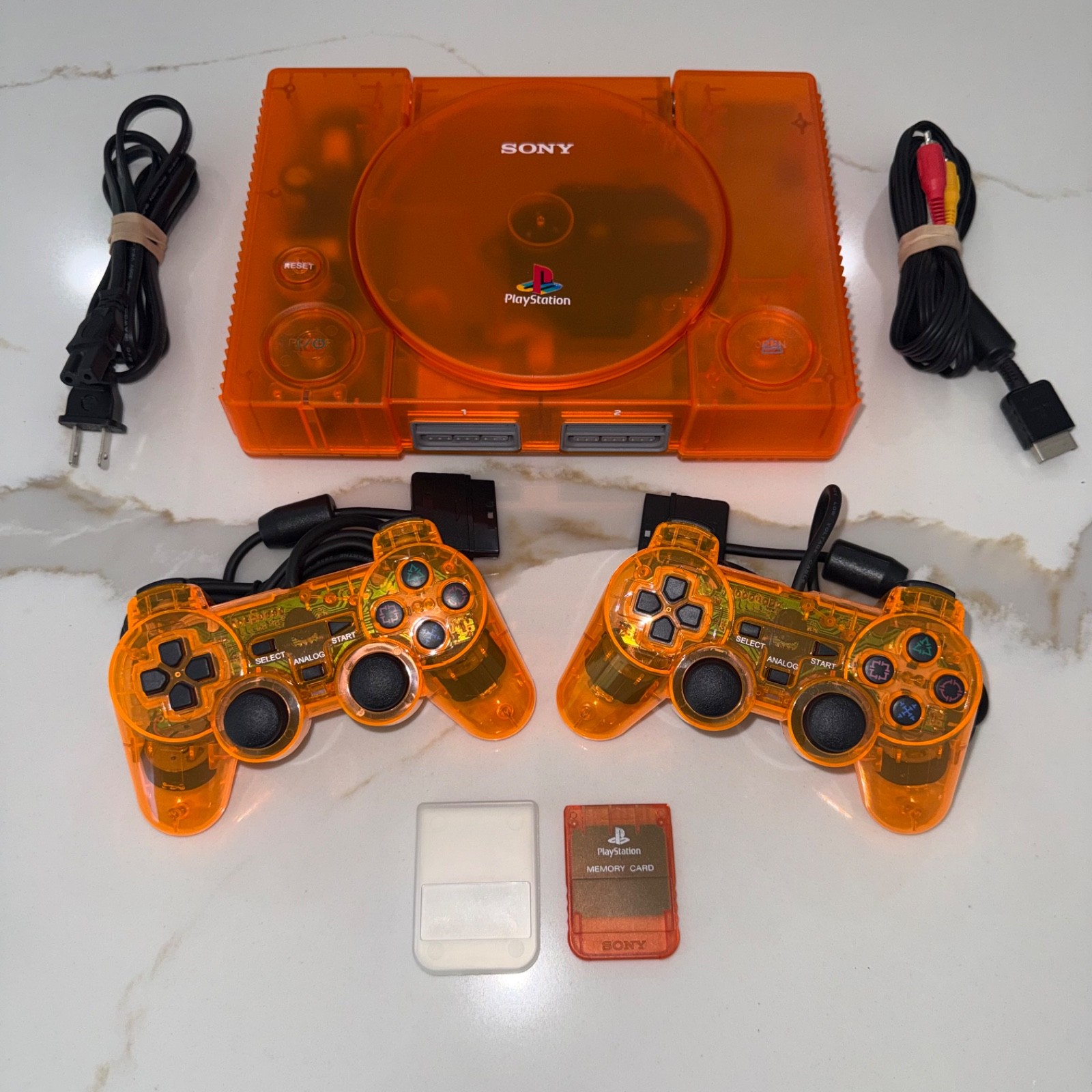 Sony PlayStation 1 Console (SCPH-5501) Bundle – Transparent Orange Clear Shell