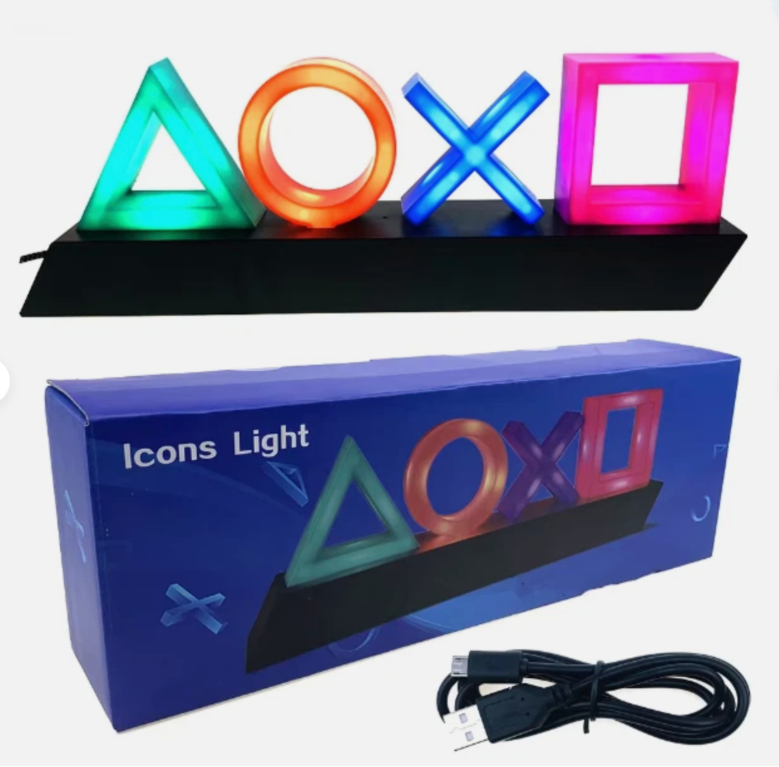 Game Icon LED Light for PS4 PS5 Voice Control Neon Lamp USB Battery Powered