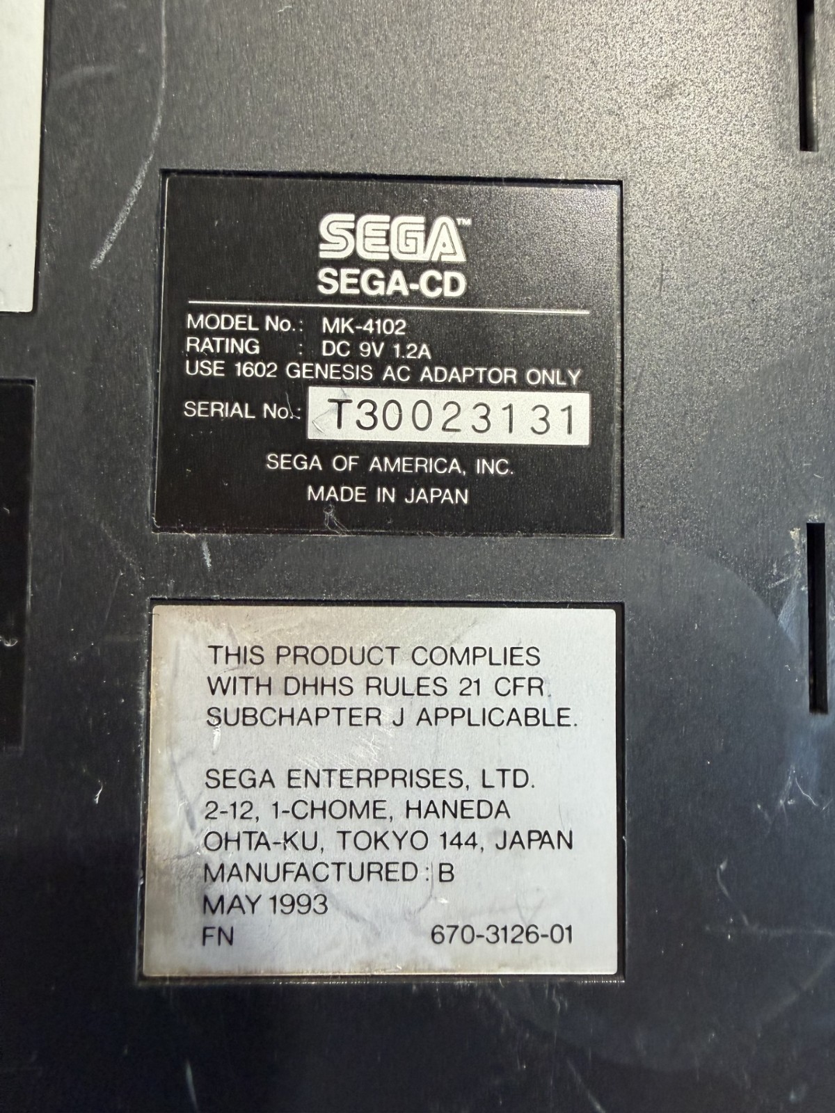 SEGA CD PLUS GENESIS SYSTEM BLACK CONSOLE CONTROLLER HOOKUPS AUTHENTIC 16 BIT