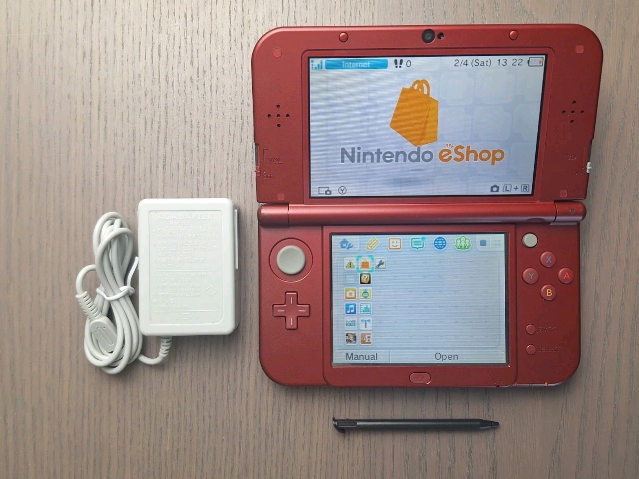 New Nintendo 3DS XL Metallic Red Charger + 32GB SD Card | Region Free