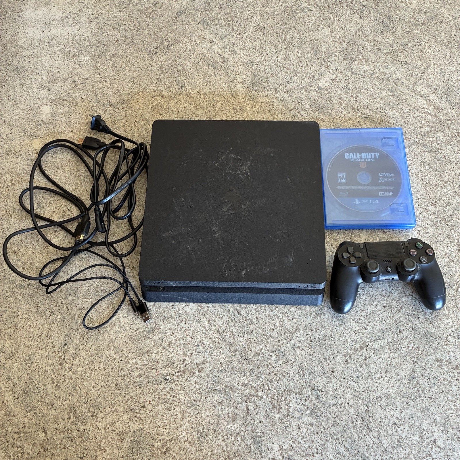 Sony PlayStation 4 Slim 1TB Console Bundle Cables, Game, Controller Tested
