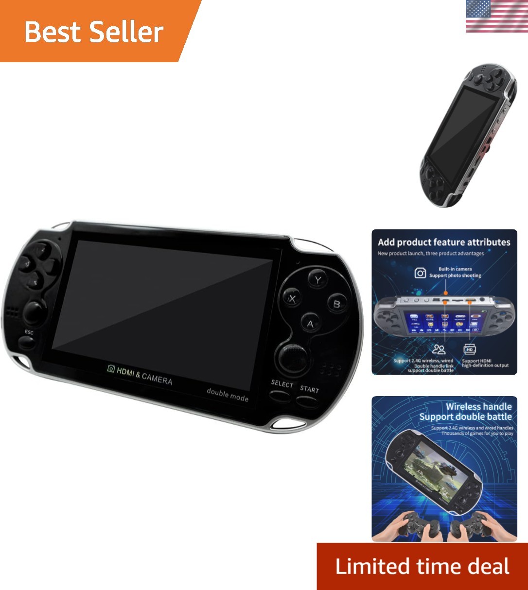 Ultimate Portable X7 Plus Game Console: 10000 Classics & Dual Player Fun