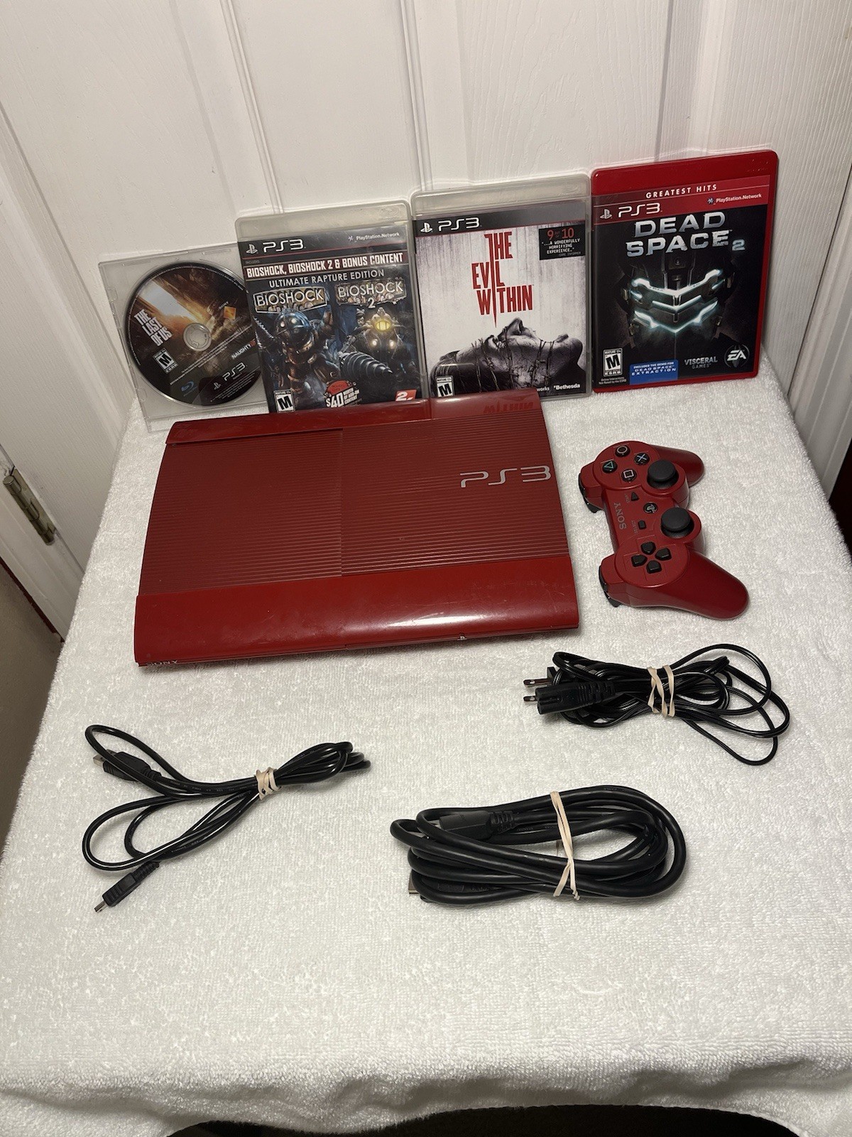 Sony PlayStation 3 PS3 Super Slim Red God Of War Console Bundle CECH-4001C