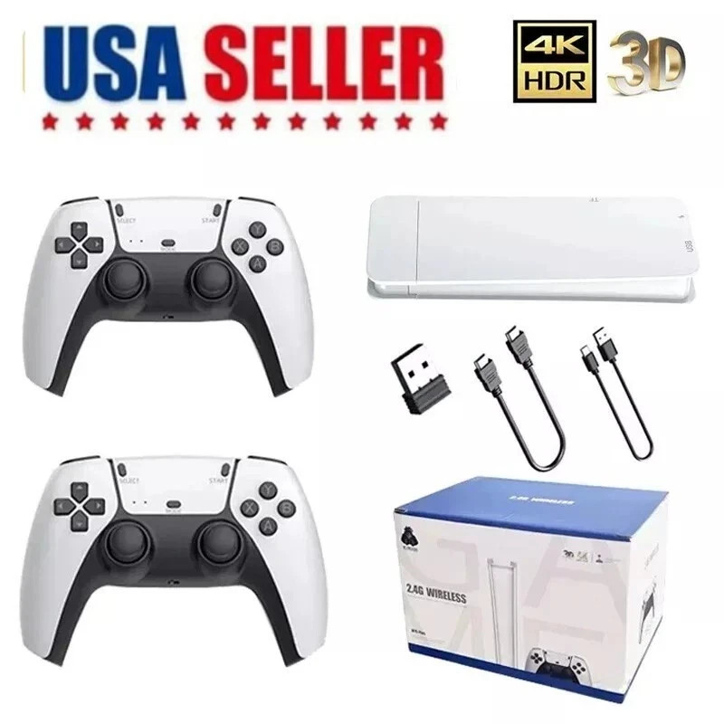 128G HDMI TV Video Game Stick M15 4K Gaming Console Gamepad 2 Pack Controller US