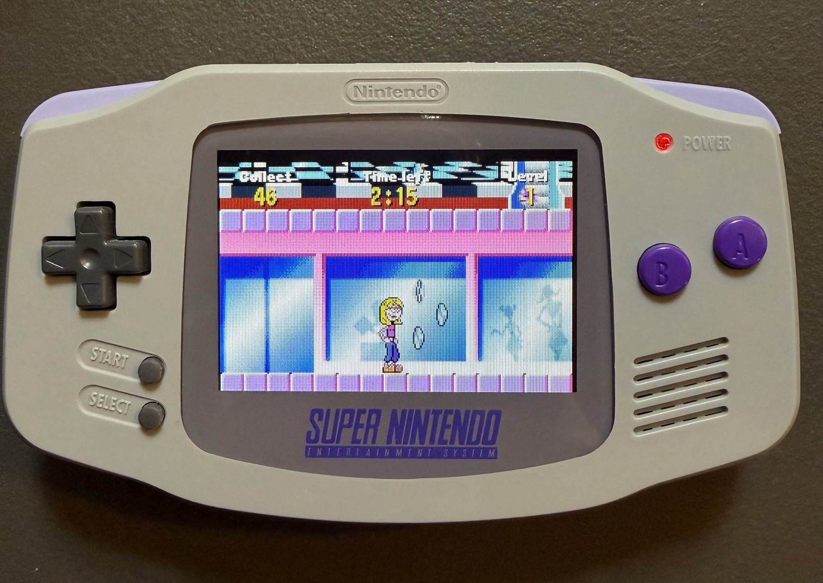 (Left d-pad button not working) custom IPS Gray & Purple Super Nintendo Edition