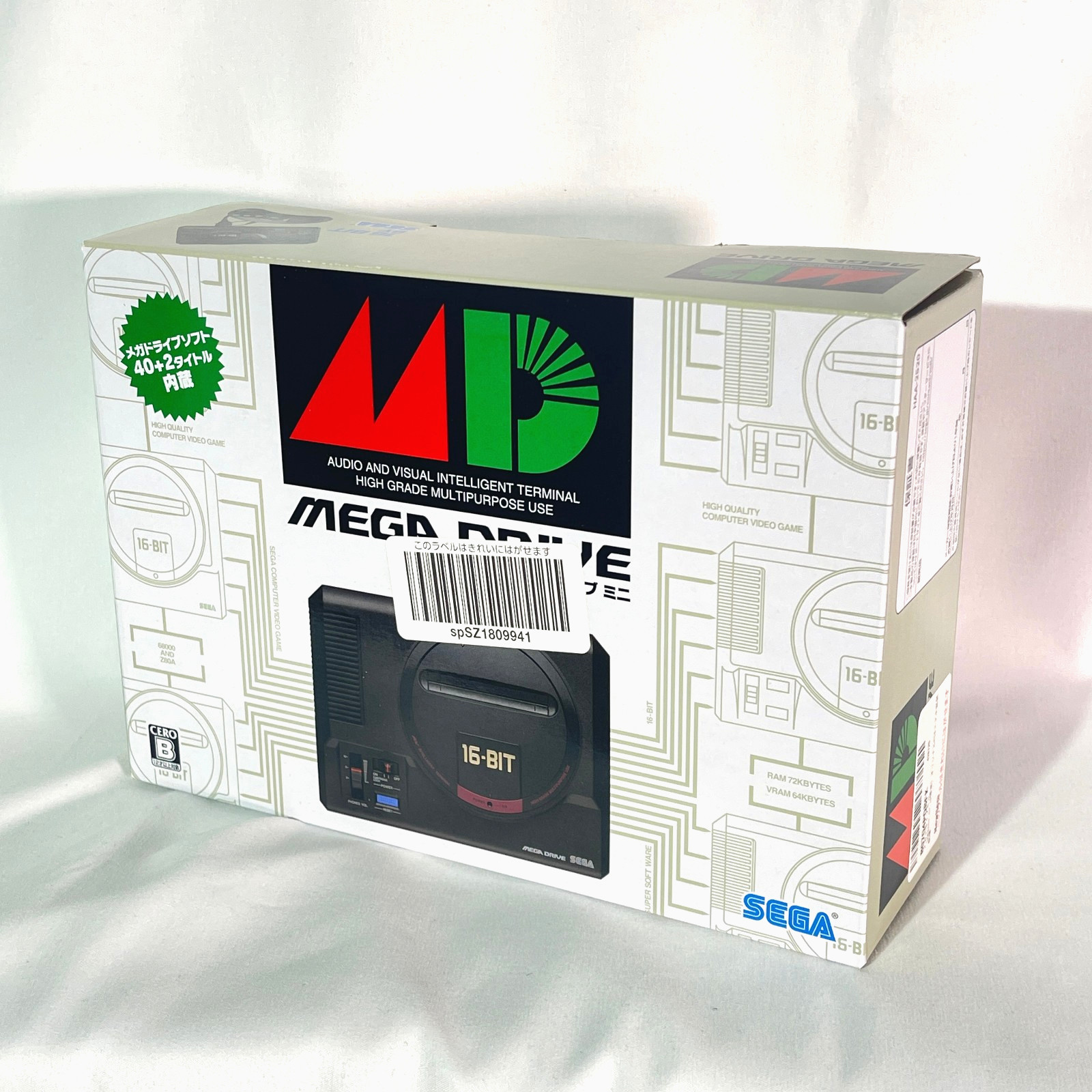 SEGA Mega Drive Mini 16 Bit Black with MEGADRIVE Classic Games and Controller