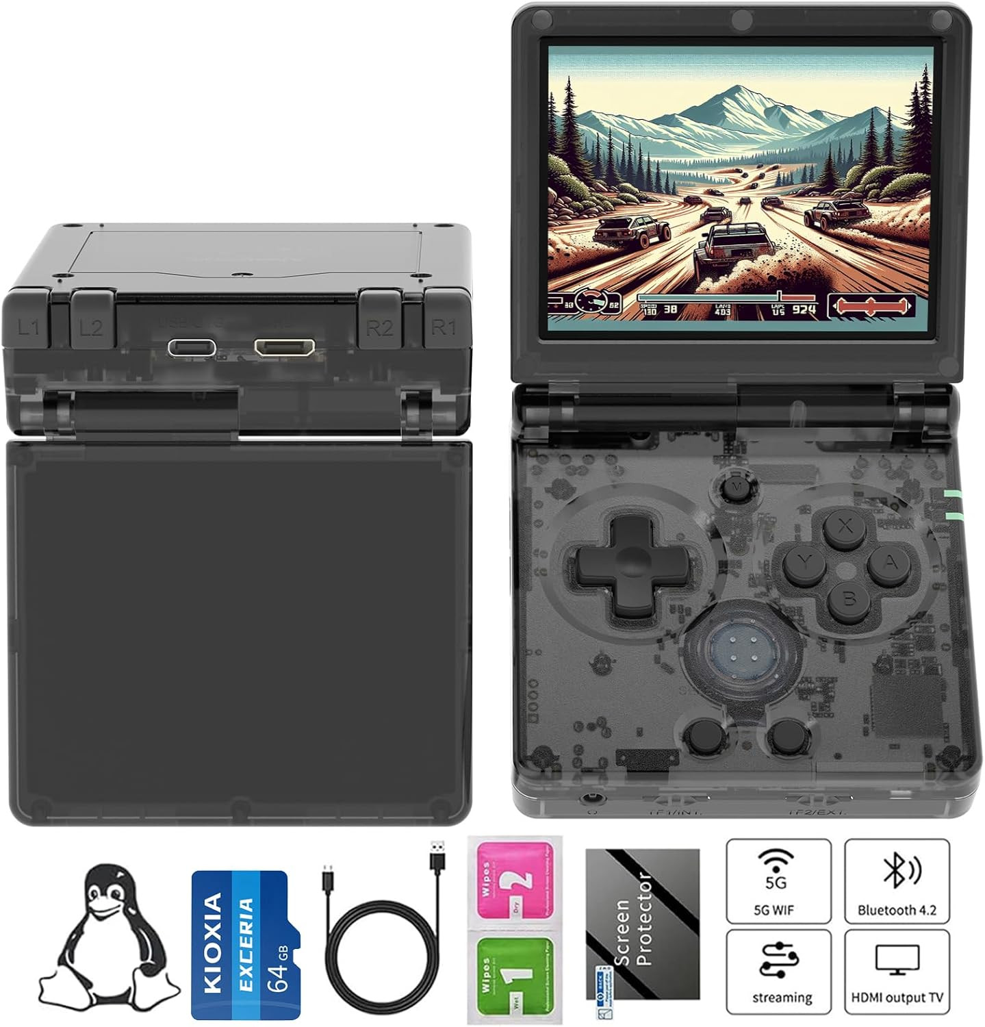 RG35XX SP Handheld Game Console with 64GB Card, 3.5″ Screen, Bluetooth, HD