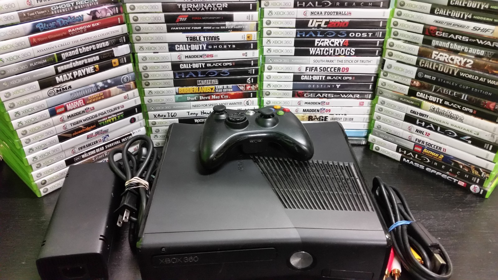 Microsoft Xbox 360 S E HDD Video Game Console Bundle HDMI with 5 FREE GAMES