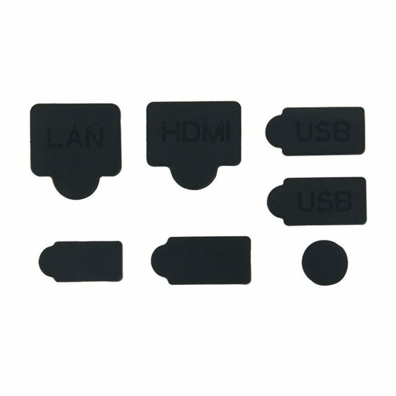 7pcs PS5 Game Console Accessories Parts Black Silicone Dust Plugs Set USB HDMI