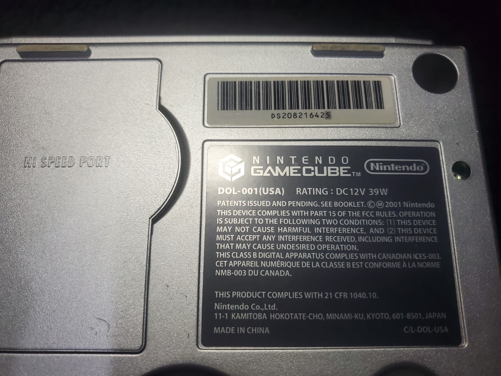 Nintendo GameCube Platinum Console – Silver (With Cords, No Controller)