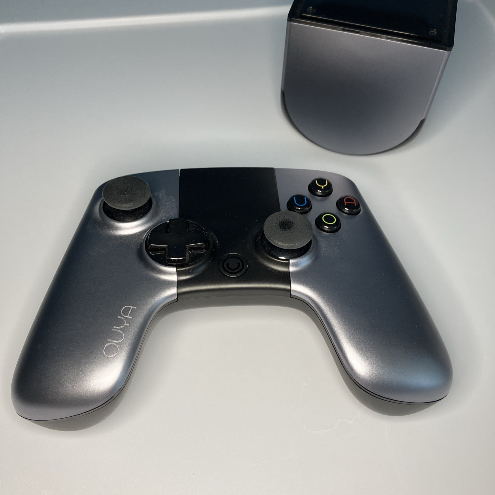 OUYA Silver Console With Controller, HDMI, & power cord In Original Box