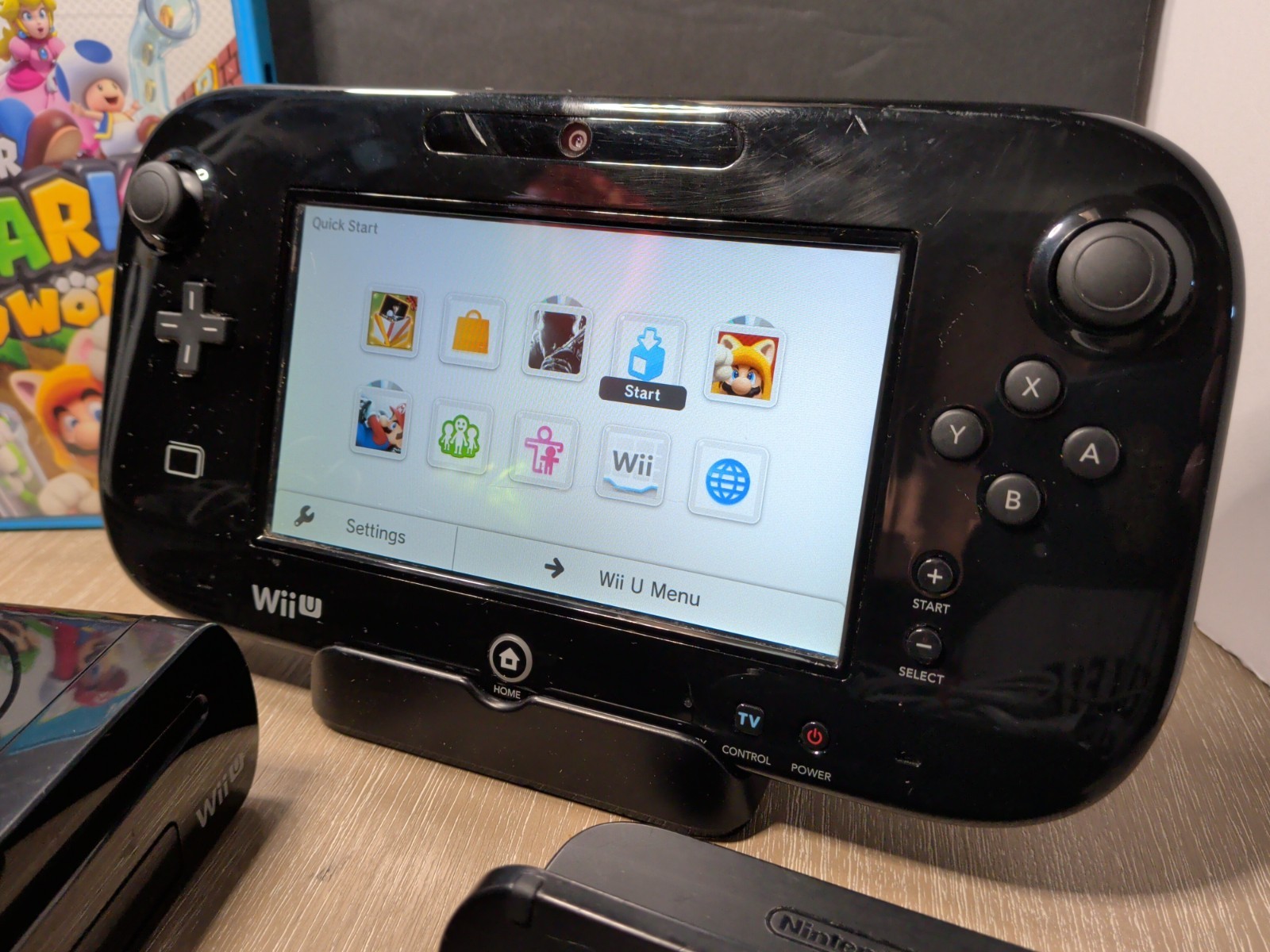 Nintendo 32G Wii U Deluxe Black Console Gaming System Bundle • Tested/Working