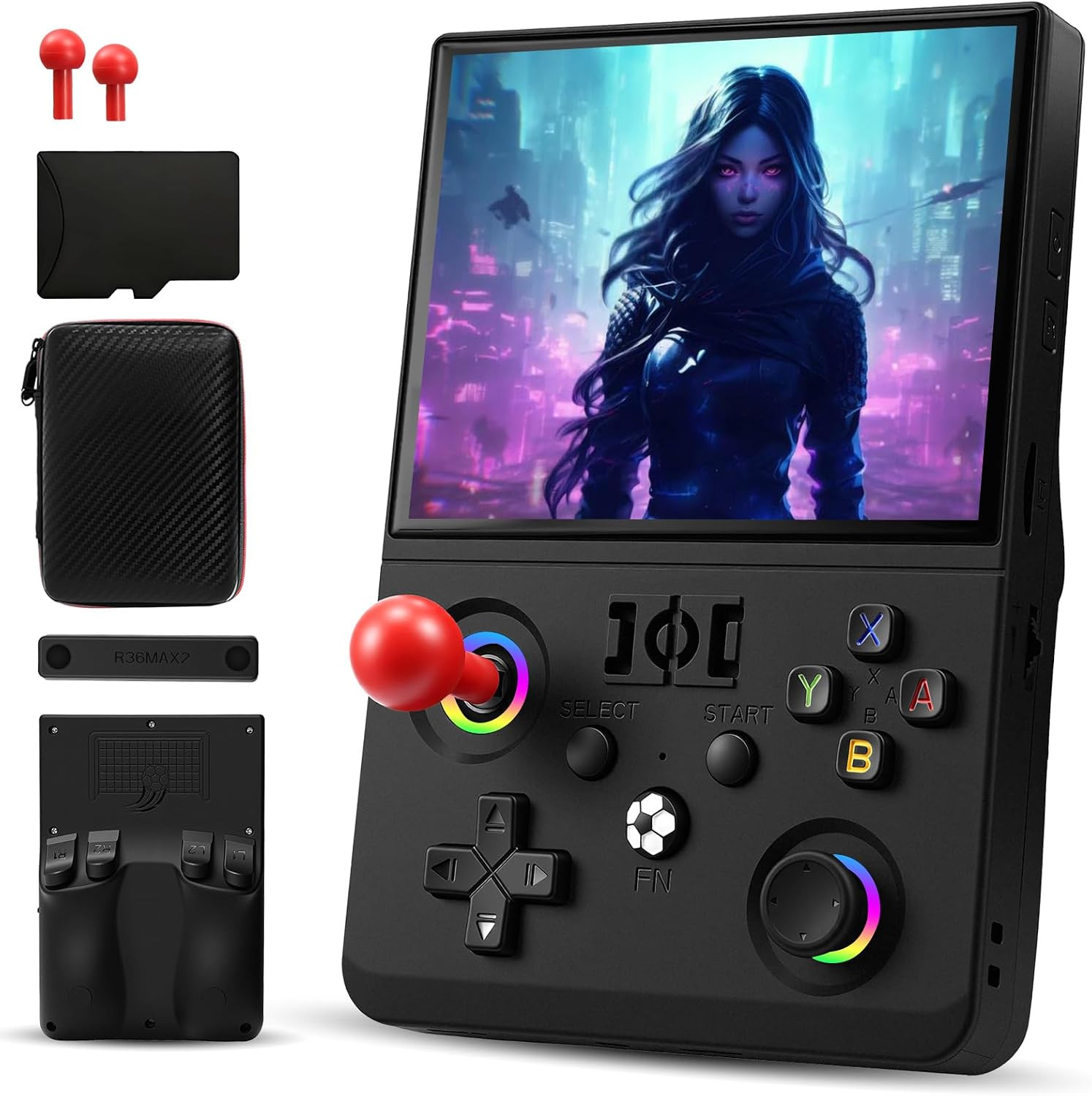 R36MAX Ⅱ Retro Handheld Game Console, 4.5″ IPS HD Screen Retro Gaming Console wi
