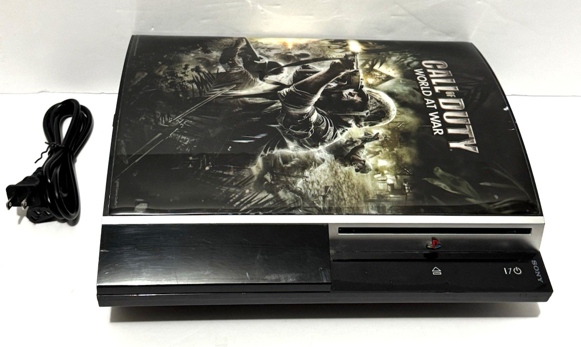 Sony PlayStation 3 PS3 Fat 80GB Console Black CECHL01 w/ Power Cord Tested Skin