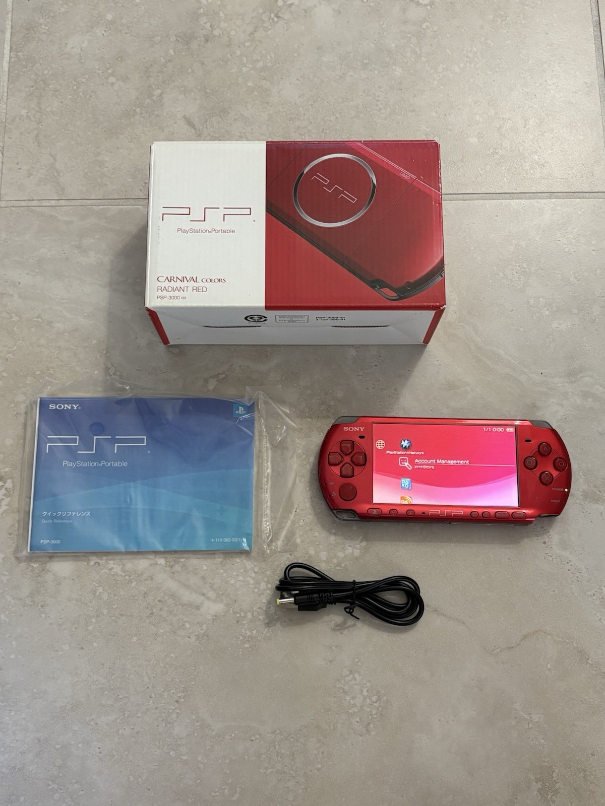 Sony PSP 3000 Radiant Red Near Mint Complete in Box – Tested Working + Charger