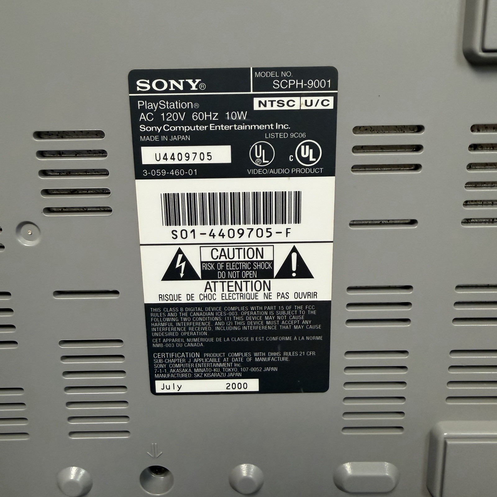 Sony PlayStation 1 Gray Console (SCPH-9001) Only Tested Works CLEAN