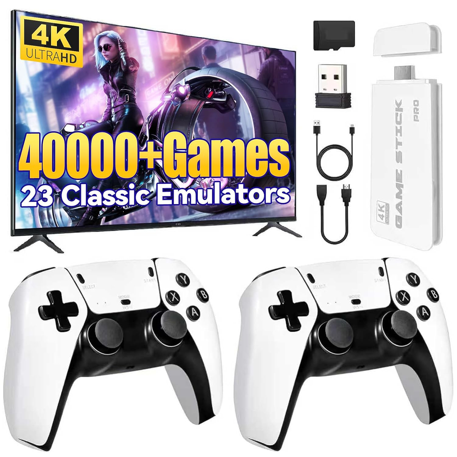 2025 Retro Gaming Console, 4K HDMI, 40,000+ Games, 23 Emulators, 128GB
