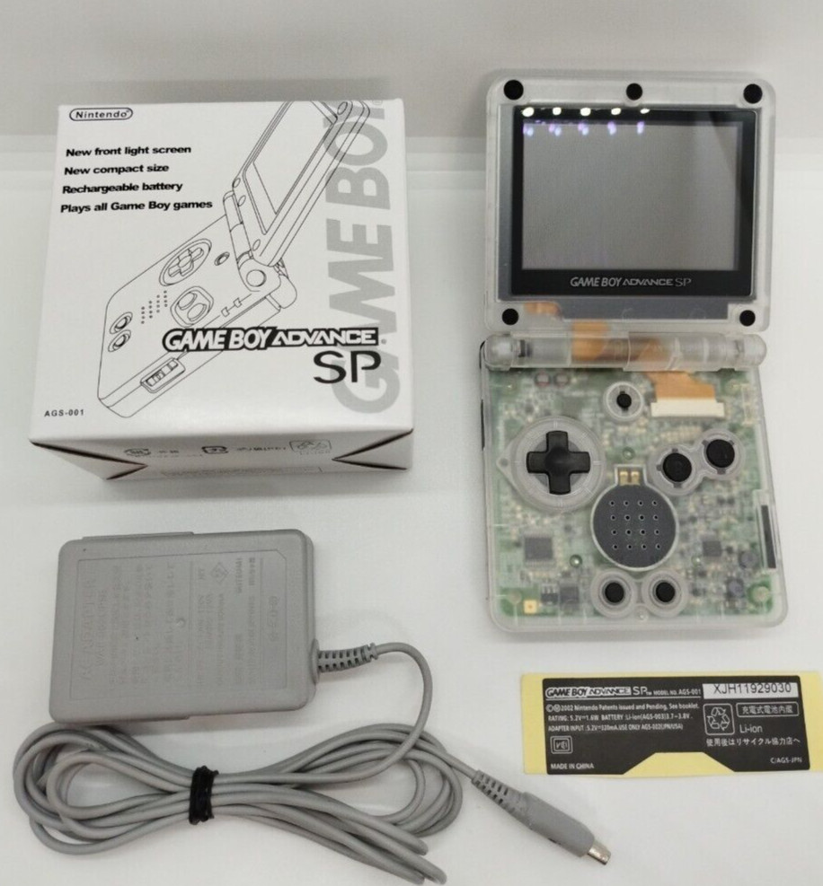 Gameboy Advance SP AGS-001 Clear color New Reshell Custom shell & New Battery