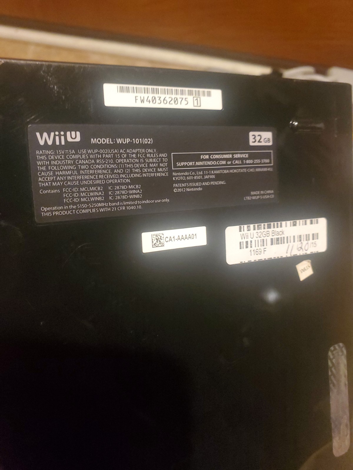 Nintendo Wii U WUP-101 (02) 32GB Black Console WUP-010 Tested *READ* See Photos