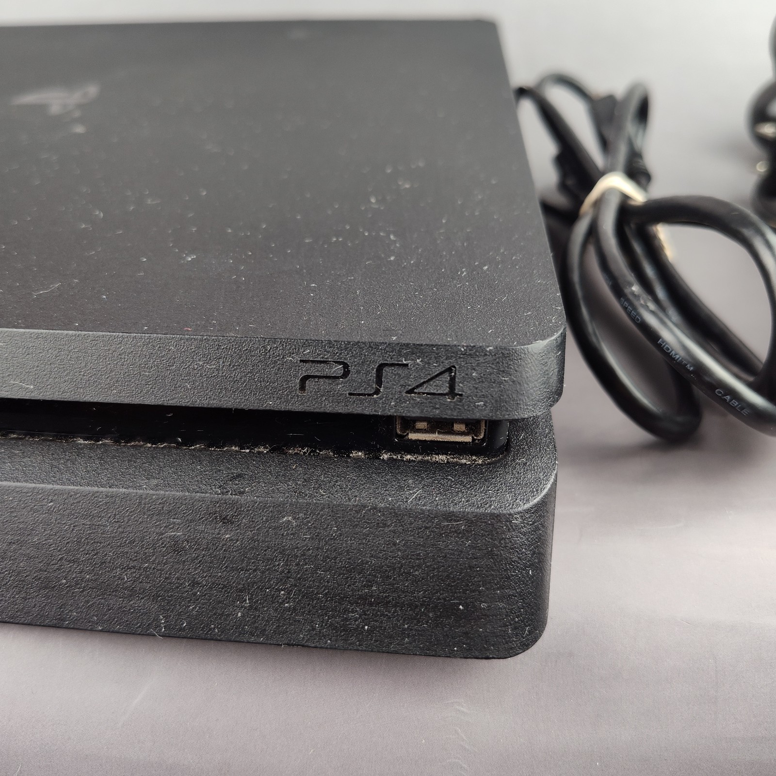 Sony PlayStation 4 Slim 1TB Console Jet Black – Controller + Wires Tested PS4