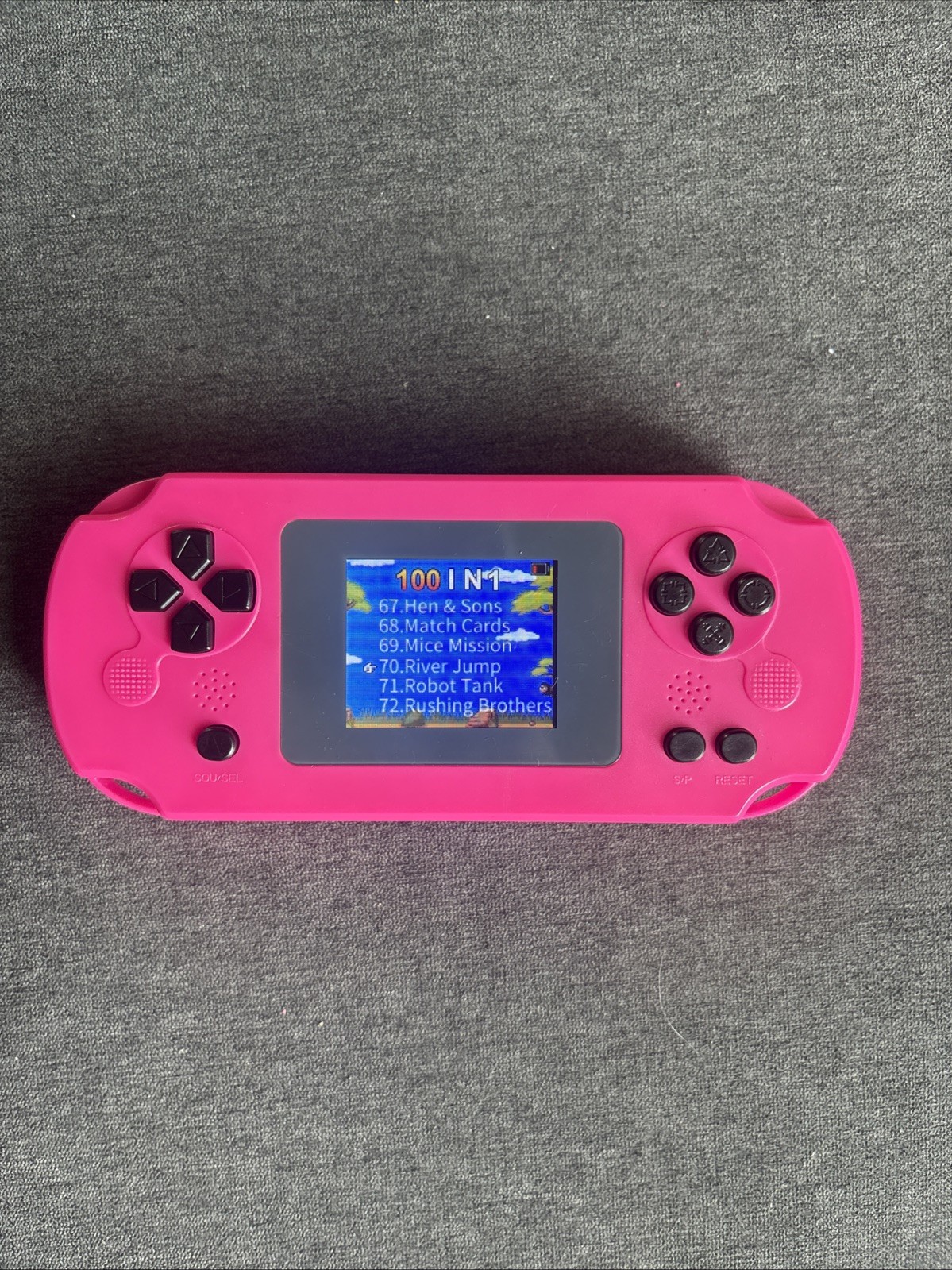 16-Bit Handheld System Pink 3.0in Screen 100 Preloaded Games Battery Powered
