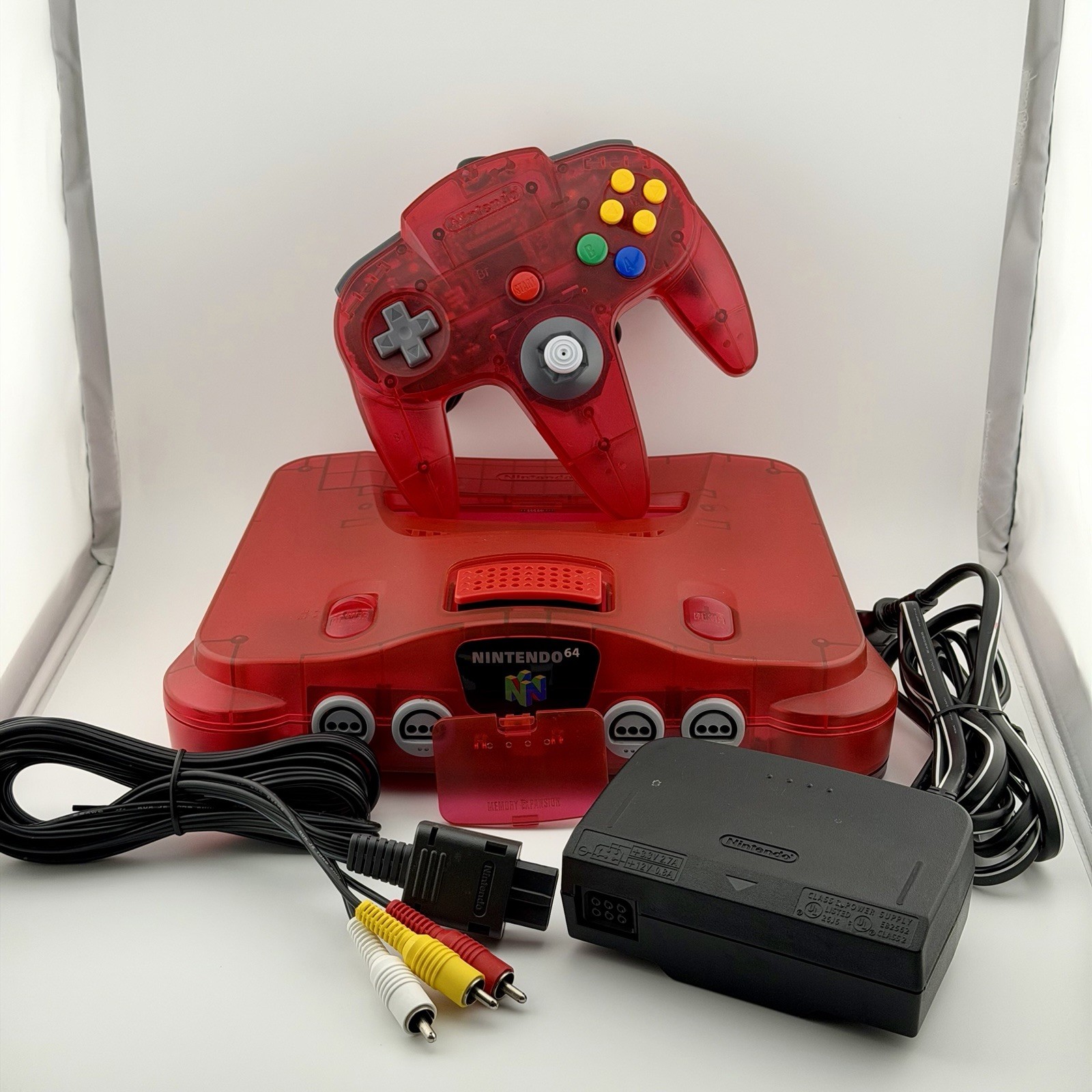 Nintendo 64 Watermelon Red Console Funtastic N64 Console Bundle Expansion Pak US