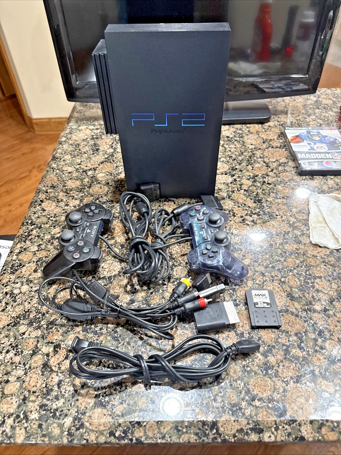 Sony PS2 PlayStation 2 Console SCPH-30001 Works 2-Controllers Network Adapt Box
