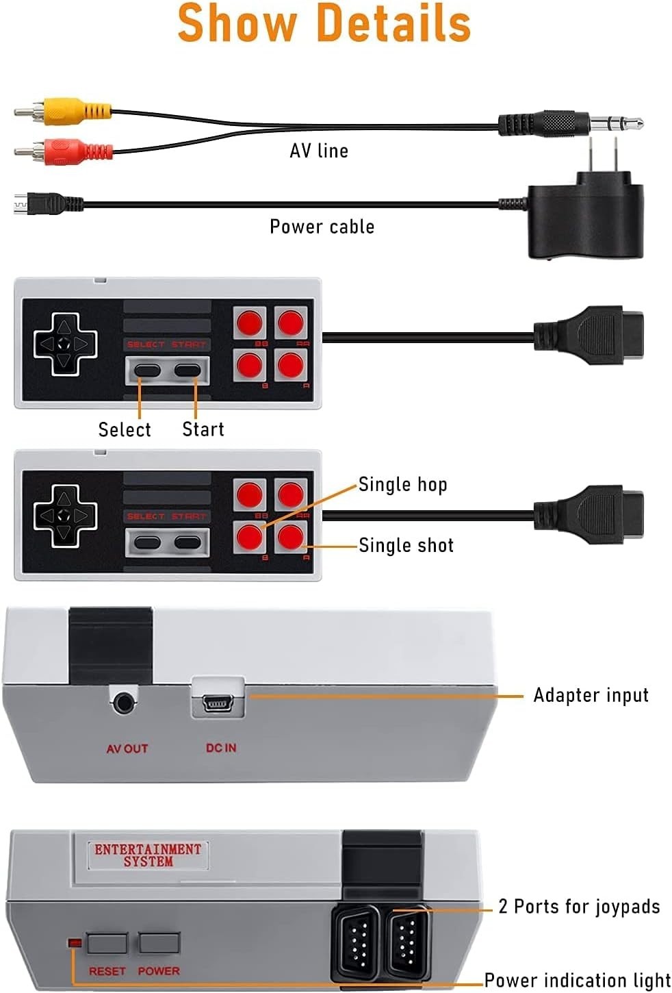 Retro Game Console,Classic Mini Handheld Video Game Console Built-in 620 Classic