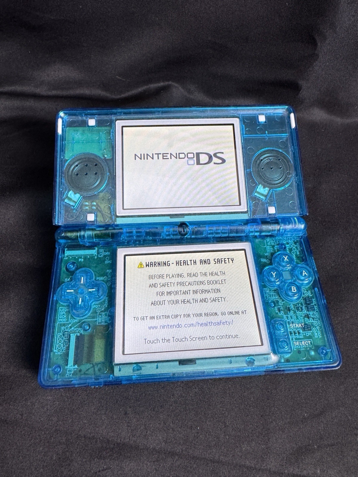 Custom Transparent Blue Nintendo DS Lite Reshelled Tested & Working IPS & USB-C