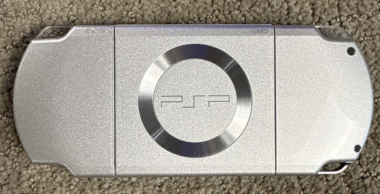 Sony PSP 2001 Handheld Console Silver w Battery Charger SD Game Tested Near Mint